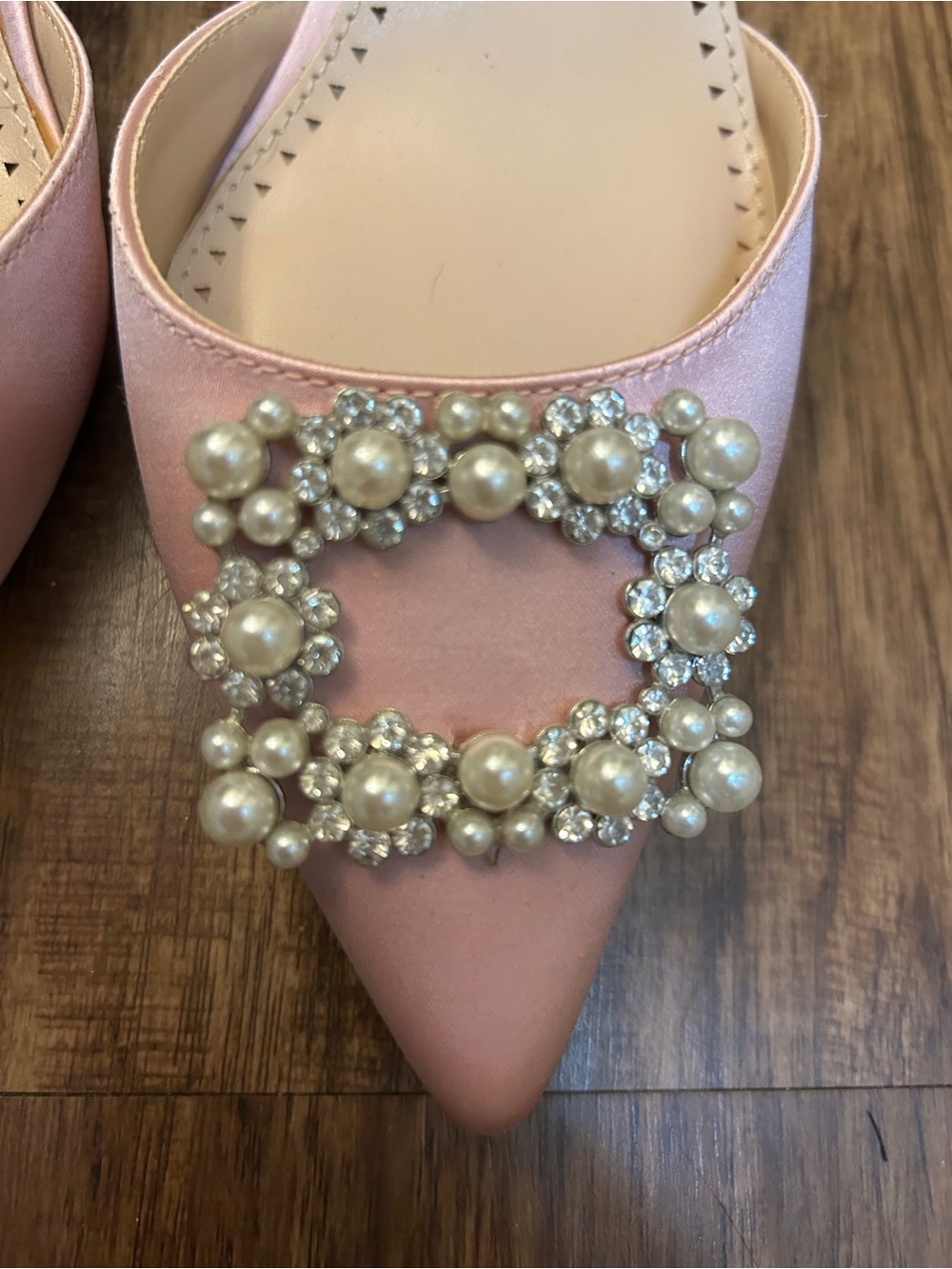 Adrienne Vittadini Pink Pearl-Buckle Slingback Pumps - Picture 2 of 7